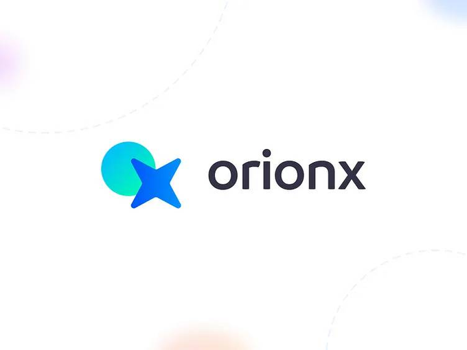 A logo featuring a teal circle overlapping with a blue star next to the word 'orionx' in dark blue lowercase letters, set against a white background.