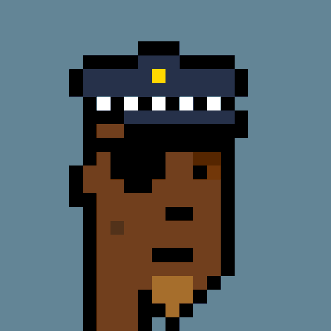 Pixel art image of Cryptopunk #5866, a brown-skinned character with a headband and mustache, which was bought for 29.65 ETH ($72,793 USD).