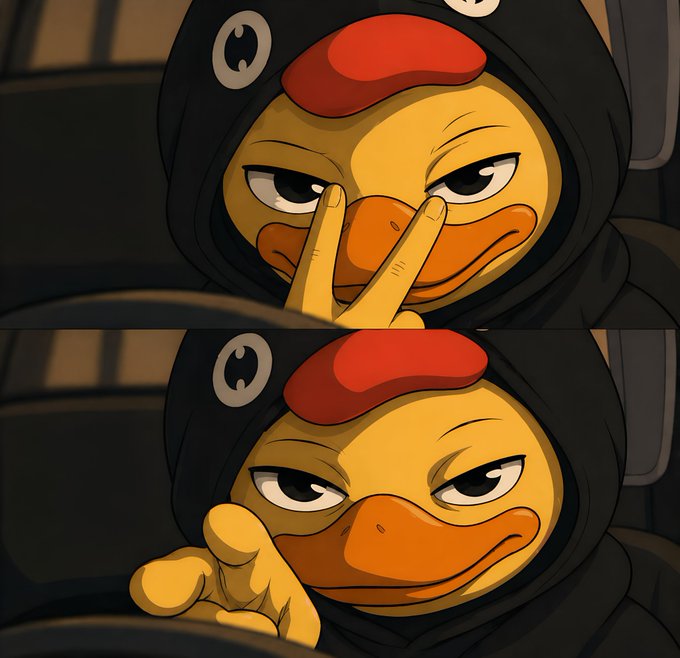 The image features two cartoon duck characters wearing hoods with one character making a peace sign while the other makes a peace sign with its eyes closed. The text above the image reads "Good Evening Creator' s Most blockchain still feels like computation for computation's sake". This suggests that the creator of this image might be interested in exploring the concept of optimizing for useful execution, rather than just redundant processing or unnecessary steps.