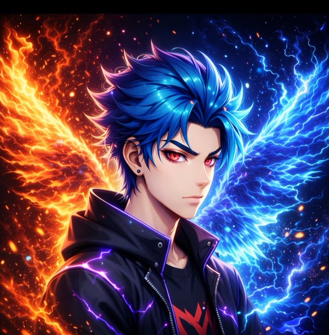 The image features a young man with blue hair, dressed in black clothing, standing against a backdrop of fire and lightning. The colors used are predominantly red, orange, and blue, creating an intense and dramatic atmosphere. The caption above the image reads "Good morning Most people think crypto security is only about today. The bigger question is: what happens when future technology can break today's encryption? That'S the problem @quipnetwork is preparing for by focusing on quantum-resistant infrastructure before the risk". This post seems to be discussing the importance of securing digital assets and the potential risks associated with advancing technologies, such as quantum computing.