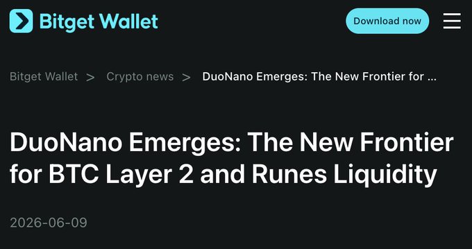 The image contains a screenshot of the Bitget Wallet's website, where the text "Just In: DuoNano brings new BTCFi liquidity rails for Bitcoin #Runes. This is compatible with @Bitget Wallet’s on-chain ecosystem, signaling deeper support for BTC-native assets, liquidity, and price discovery across Runes." The image does not provide any information about what a coin is or how it works.