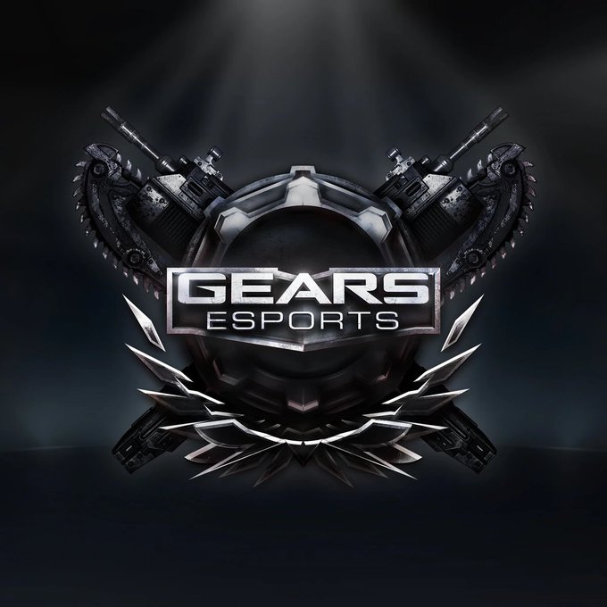 The image displays a stylized esports logo featuring "GEARS ESPORTS" text set against a metallic skull emblem with crossed rifles and chain motifs. The caption does not explicitly mention "GEARS ESPORTS," but the dark, aggressive gaming aesthetic of the logo aligns with the post's casual endorsement of an esports-related challenge or tournament platform on @challmegg.