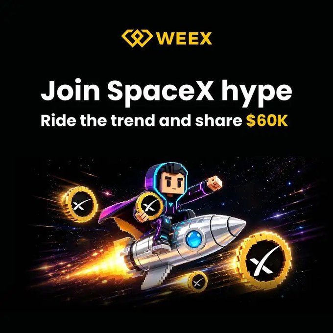 The image features a poster for a space-themed video game called "SpaceX Hype", which includes a character riding a rocket ship through space with coins flying around them. The poster also contains text promoting a space mining company, suggesting that the game is related to cryptocurrency or space exploration. The post mentions an interesting theory about Bitcoin dropping due to people selling crypto to fund their SpaceX IPO allocations, and it provides some context on this idea by referencing ETF outflows and the biggest IPO in history.