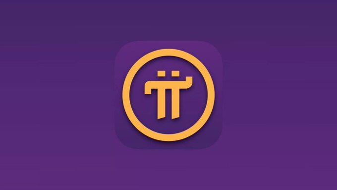 Purple background featuring the gold Pi Network (Pi coin) cryptocurrency logo.
