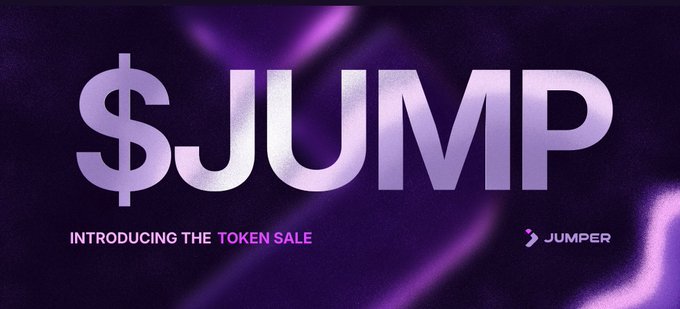 A purple promotional graphic announcing '$JUMP - INTRODUCING THE TOKEN SALE' by Jumper.