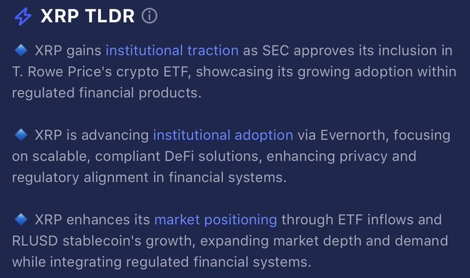XTLD is at the top of the image, while XRP is located under it. There's a small caption below it that reads "XTLD gains institutional traction as SEC Approves its inclusion in T. Rowe Price's crypto ETF ETFF.