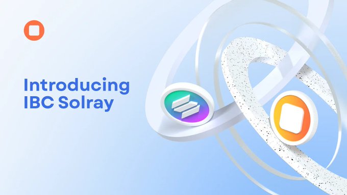Promotional graphic announcing "Introducing IBC Solray" with the Nolus and Solana logos connected by a swirling ribbon design, symbolizing the bridging of the Cosmos-based Nolus protocol to the Solana network via IBC (Inter-Blockchain Communication).