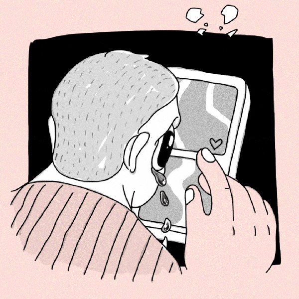 The image features a man wearing glasses, looking at his phone screen with an emotional expression as he sees a heart icon next to his name. The text "The auction for I. Supplicant is now live on Objkt This is a required piece to get the triptych physical Currently at 1000 tez by @kylematthews leaving @PapaBeardedNFTs behind LFGGG thanks guys" suggests that this image might be related to an auction or a social media post. The man's emotional reaction could indicate that he is either surprised, excited, or disappointed about the heart icon next to his name on the screen.