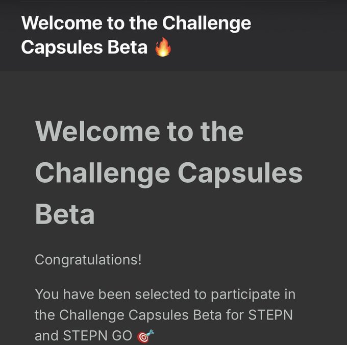 The image shows a black screen with white text that reads "Welcome to the Challenge Capsules beta" at the top, followed by a list of congratulatory messages for completing the challenge. The main focus of the image is the text "ジェネシス枠でちつけてくるわ". This phrase refers to the challenge being completed and is likely related to the beta version of the capsules beta.