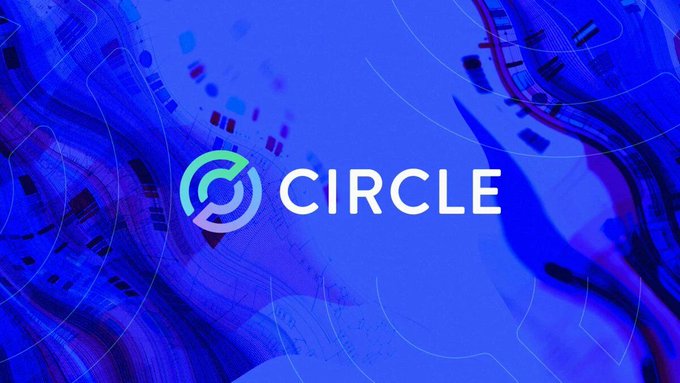 The image features a graphic design centered around the word "circle" displayed prominently against blue text that reads "CIRCLE". The background of the design includes a wave pattern in various shades of blue, with the word "circle" appearing multiple times on the same design. The caption below the image states that the Federal Judge has ordered Circle to freeze $12.6 million in USDC holdings and emphasizes how stablecoins are more vulnerable to government intervention compared to decentralized alternatives like cryptocurrencies.