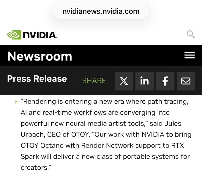 The image shows an article about rendering, which is related to the video game industry. It appears that the author of the article has connections to the gaming company Nintendo, as indicated by the presence of a green "Nvdias" logo on the screen. The text in the image suggests that the article might be discussing how rendering technology can enhance the gaming experience or provide new possibilities for creating immersive virtual environments.