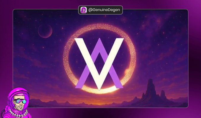 The image showcases a stylized purple and white "V" logo encircled by a glowing ring, set against a cosmic background with planets and mountains, with "@GenuineDegon" tagged at the top. It visually represents Velvet Capital as an elevated, sophisticated crypto tool—aligning with the post's message of it being the essential "upgrade" for AI-powered on-chain research and trading.