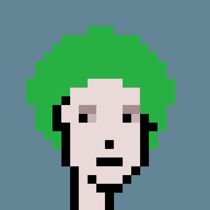 A pixel art portrait of a Cryptopunk character featuring a green mohawk hairstyle and a neutral expression against a gray background, representing Punk #6326 from the CryptoPunks collection.