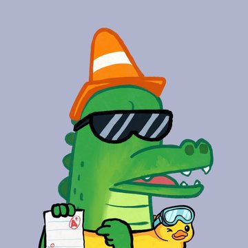 A cartoon crocodile wearing sunglasses and an orange traffic cone hat holds a checklist while holding a small rubber duck also wearing goggles, fitting the CrocpadRBH giveaway theme for 20 GTD spots.