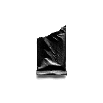 A crumpled, empty black plastic wrapper sits against a white background, with no cards or contents inside, visually illustrating the post's critique of people spending $800 on digital card wrappers that contain nothing of value.