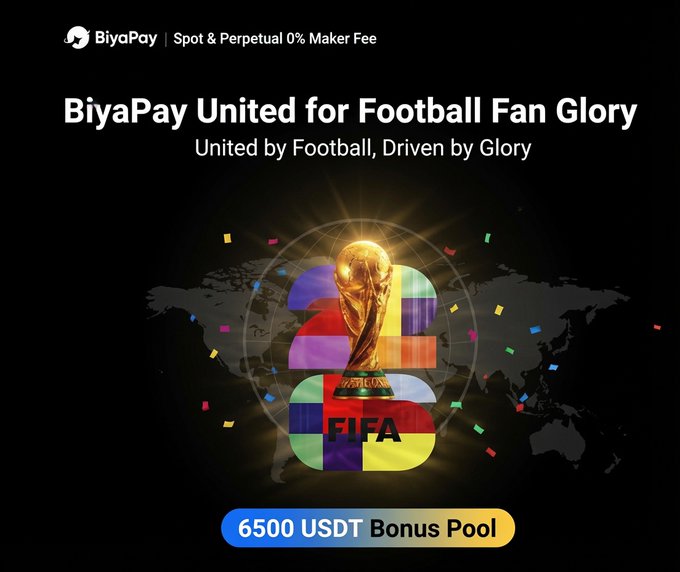 The image features an advertisement for BiyaPay United for Glory, which is a campaign that encourages people to use BiyaPay to support their favorite soccer teams during the World Cup. The text on the image promotes the idea of using BiyaPay as a way to contribute to the cause and mentions that there's a bonus pool available for users who participate in the campaign. The post also includes a map, which could be used by users to locate different sponsors or events related to the World Cup.