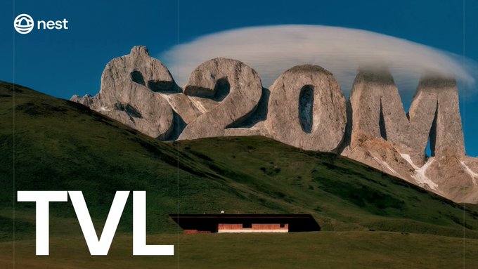 The image features a large rock formation with the words "S2M" written on top of it, which appears to be a part of a larger structure or monument. In the background, there are mountains that add to the overall grandeur of the scene. The text "Hyperliquid" is visible in the image as well.