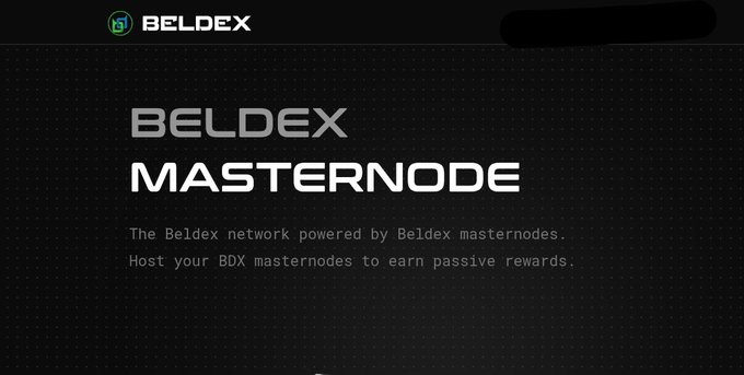 The image is a promotional graphic for the Beldex Masternode, featuring the Beldex logo and branding alongside the text "BELDEX MASTERNODE" and a description stating "The Beldex network powered by Beldex masternodes. Host your BDX masternodes to earn passive rewards." It visually introduces the concept referenced in the post, which highlights the requirements and benefits (such as 10,000 BDX collateral and earning passive rewards) of hosting a masternode to support the Beldex network.