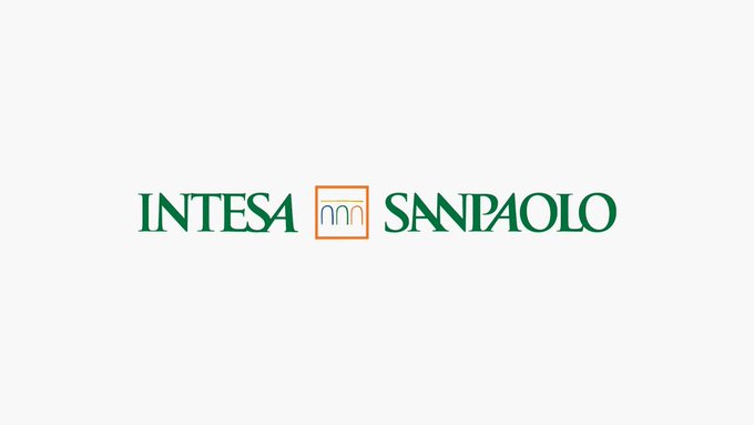 The Intesa Sanpaolo bank logo displayed in green and orange text on a white background.
