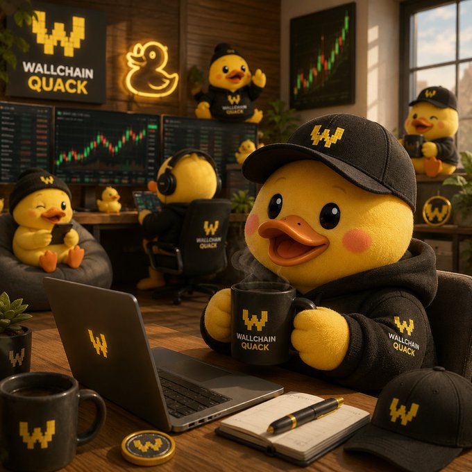 The image features a collection of yellow ducks sitting around a laptop computer with a mouse and keyboard. The ducks appear to be engaged in various activities such as drinking coffee from mugs or using a cell phone, while also interacting with each other. A person is present in the scene, possibly observing the ducks' activities or taking part in them themselves. The overall atmosphere seems relaxed and friendly, with the ducks seemingly enjoying their time together around the computer.