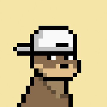 A pixel art character of a brown dog wearing a white backwards baseball cap against a pale yellow background. The image illustrates the "Doginal Dogs" brand mascot mentioned in the post, visually representing the free starter collectible being offered to community members.