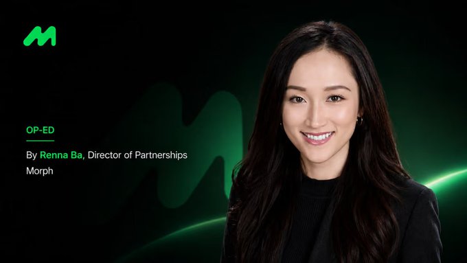 An editorial header titled 'OP-ED' by Renna Ba, Director of Partnerships at Morph, featuring a professional headshot of a smiling woman with long dark hair against a dark green background with the Morph logo.