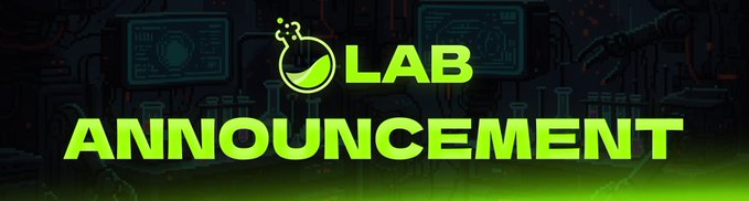 The image is a "LAB ANNOUNCEMENT" banner featuring a green flask logo and the word "LAB," visually reinforcing the post's message about a token supply burn initiative for the $LAB cryptocurrency. It serves as a branded announcement graphic announcing the permanent burning of 1% of the total $LAB supply to strengthen the token.