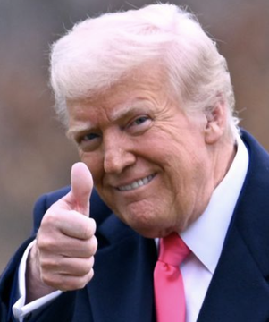 Donald Trump gives a thumbs-up as Trump Media discloses a significant Bitcoin treasury holding. This image likely accompanies the news to visually tie Donald Trump to the company's financial developments.