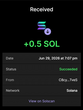 A screenshot of a successful Solana transaction confirming receipt of +0.5 SOL, serving as proof of the 5 million $WAIFU token purchase described in the accompanying post.