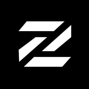 A minimalist black-and-white logo featuring a stylized geometric 'Z' or angular 'N' design composed of three white shapes on a black background.