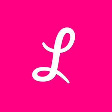 The image features a pink background with the letter "L" written in white cursive font, which also has the number 1 below it. The text displays that an insurance company called $LMND offers up to 50% off miles driven using FSD Supervised and is available in Indiana. This could be an advertisement for an auto insurance provider targeting individuals who own a Tesla vehicle.