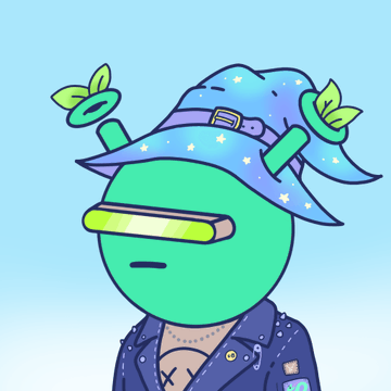 A cartoon illustration of a green-faced character wearing a starry blue hat, a blue jacket with American flag patches, and yellow visor-style glasses.