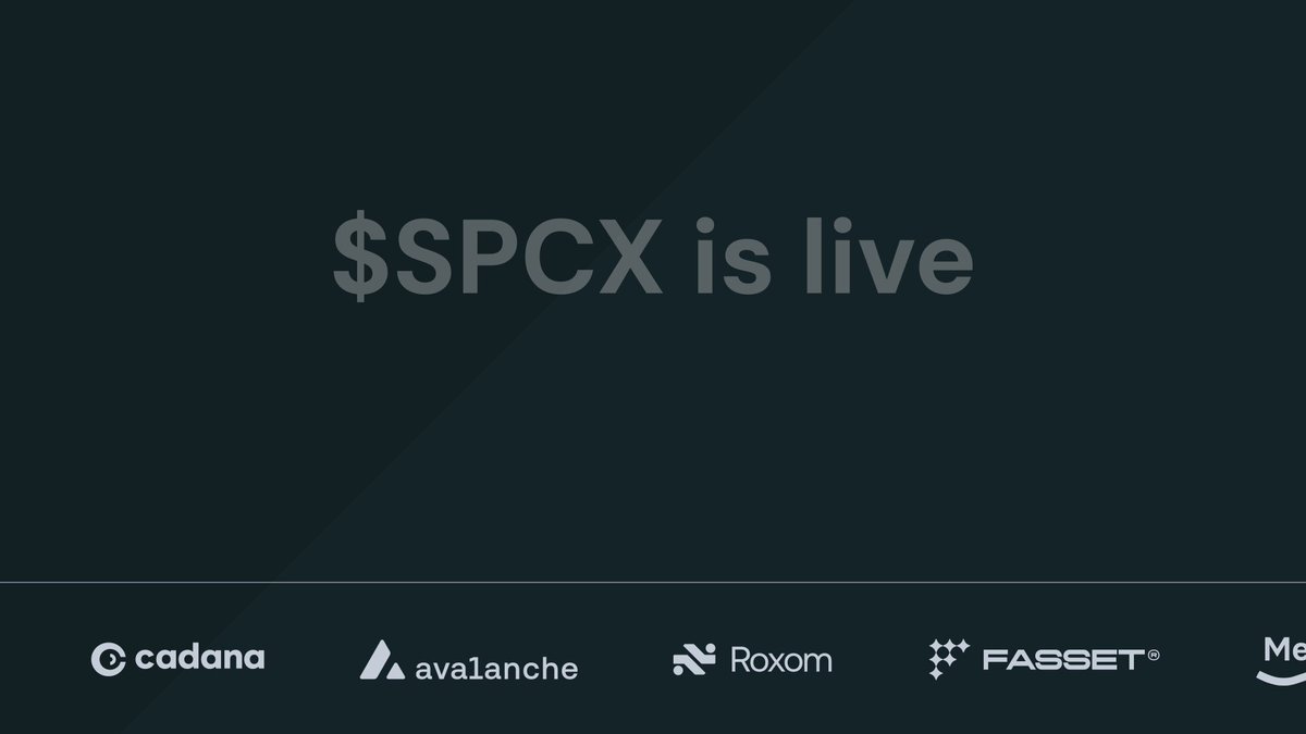 The image features a black background with white text that reads "SPCX is live". Below this, there are logos for five different companies including Avalanche, Rokom, and FASSEET. The text "cadana" appears in the image as well.