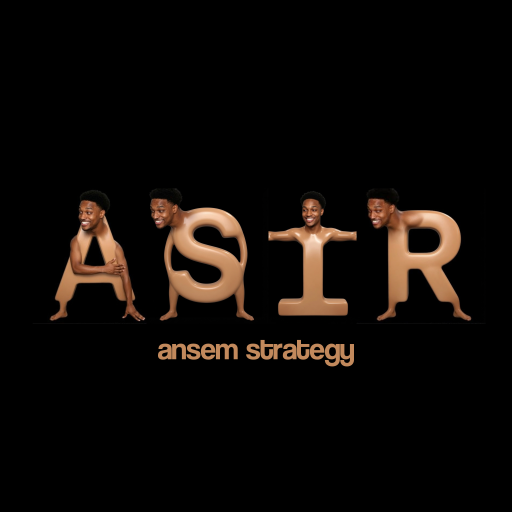 The image features the text "ASIR" in large golden 3D letters, each adorned with a cartoonish human figure in various poses, above the word "ansem strategy," branding the "$ASTR" memecoin project described in the post. It visually reinforces the launch announcement for the Ansem Strategy token, highlighting the creator's credentials and the innovative fee-distribution mechanism being introduced.