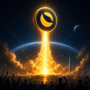 A glowing Luna Classic ($LUNC) coin hovers above a futuristic city as a fiery emblem of the token's potential "clean slate" following the SEC settlement, with crowds raising their hands toward the symbol of renewed institutional acceptance. The dramatic launch imagery visually reinforces the post's message of legal clarity clearing the way for a fresh start, while the bright flames hint at the short-term volatility from sell-pressure risks.