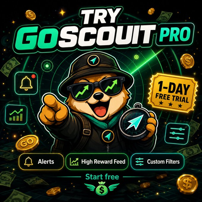 The image shows a cartoon bear holding a coin, which has the words "GoScout Pro" written around it. This suggests that the image could be related to an advertisement for the GoScout PRO app or service. It also indicates that the user should try GoScout PRO in order to use the app or benefit from its features.