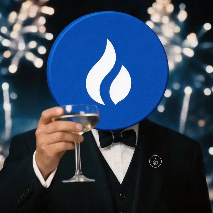 The image features a man dressed in a suit holding a glass of wine with a flame design on his head. The background shows fireworks, suggesting that this scene takes place during a celebration or special event. The caption "Good morning, esteemed HTX TradFi US stock futures trader GM" is also present in the image.
