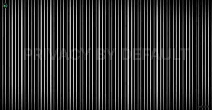 A dark screen displays vertical black and gray stripes with a faint, partially legible logo or text in the center.