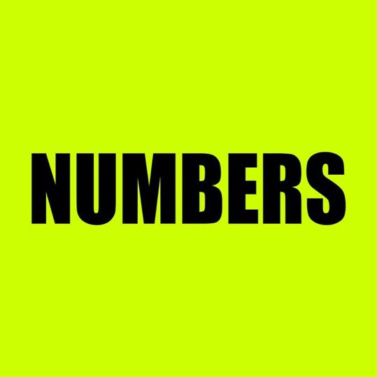 The word "NUMBERS" is displayed in bold black capital letters against a bright lime green background.