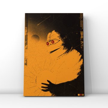 A stylized portrait of a figure with glowing red eyes rendered in bold orange and black tones, with a small color palette at the bottom right. The artwork's striking, contemplative mood and "PEPEISDEAD" title reflect the post's tribute to the Fake Rares community, embodying themes of loyalty and reflection within cryptoart.
