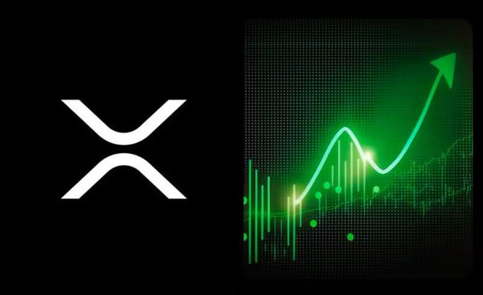 Side-by-side image showing the white "X" logo (formerly Twitter) on a black background next to a green upward-trending stock/crypto chart with candlestick patterns.