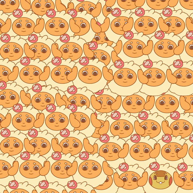 The image is a repeating wallpaper of the cheerful orange Pokémon Jigglypuff, with one hidden odd-one-out—a brown, grinning cat-like creature (looks like a sloth or beaver)—tucked away in the lower right corner. The caption "Bro really thought we wouldn't notice" humorously calls out the sneaky attempt to hide a different character in a sea of identical Jigglypuffs.