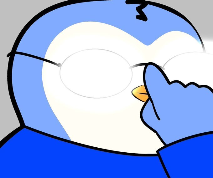 A digital illustration of a blue cartoon penguin or bird character holding a large white heart shape in front of its face.
