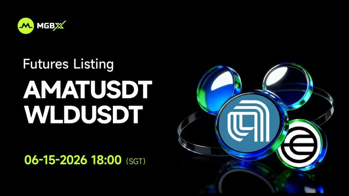 The image features a poster for an event related to futures trading, with a focus on AMATUSDT and WLDUSDT coins. The poster displays four different coins, each with unique designs and colors, arranged in a circular pattern around the center of the poster. The text at the bottom of the poster provides information about the event, including the date, time, and location.