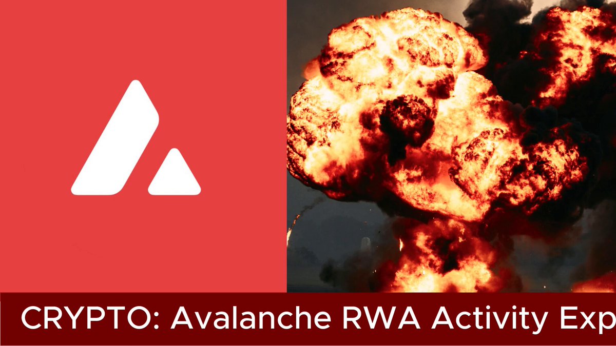 The image displays a red backdrop with a white "A" logo, surrounded by an explosion of flames or fire. Below the fire, there is text that reads, "CRPTO: Avalanche RWA Activity Exposed". The word "AVALANCHE" can also be seen in this section. In the corner, there is another post written as a caption with the same white letter "A" logo and some additional information about the post's content.