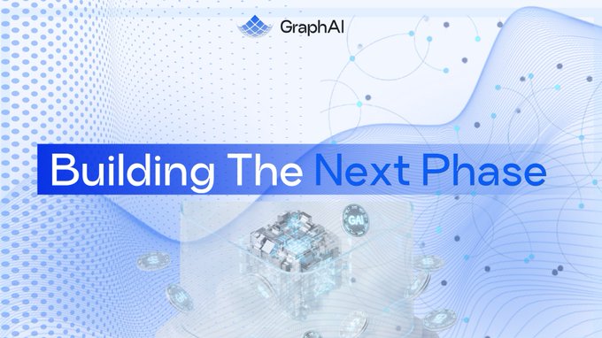 A promotional banner for GraphAI with the text 'Building The Next Phase' displayed prominently in blue over a tech-themed background.