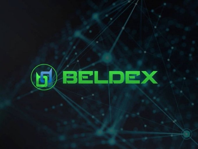 A logo for 'BELDEX' displayed in green text with a network/node graphic in the background.