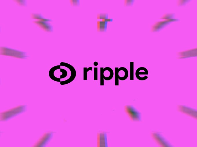 Bright pink graphic with the 'ripple' logo in black centered on the image, featuring glitch-art style scattered marks.