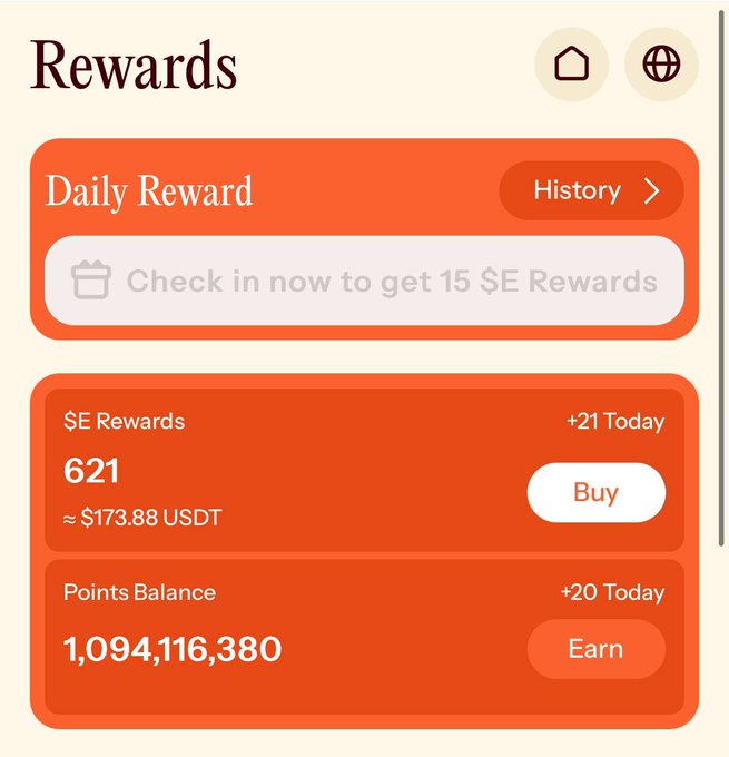 The image shows a screenshot of an app called "Rewards" that displays information about daily rewards, including the amount of points earned and the time remaining for each reward. The app also provides options to buy points or earn them through various means such as checking in at a store or using a mobile payment method like USDT (Universal Service Deduction).