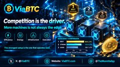 The image is an advertisement for ViaBTC, a cryptocurrency mining pool, promoting features like "Competition is the driver," "More machines is not always the edge," and showcasing profit comparison metrics. While the post analyzes whether $LUNC could realistically reach $0.10 given its massive circulating supply, the ViaBTC mining pool ad appears unrelated, suggesting burn mechanisms and mining rewards aren't enough to achieve such an ambitious price target without substantial market cap growth.